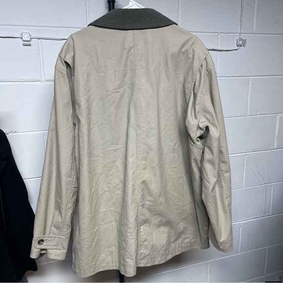 Lands’ End Tan Field Jacket Coat Corduroy Collar Plaid Lined Men’s XL 46–48 - Picture 2 of 12